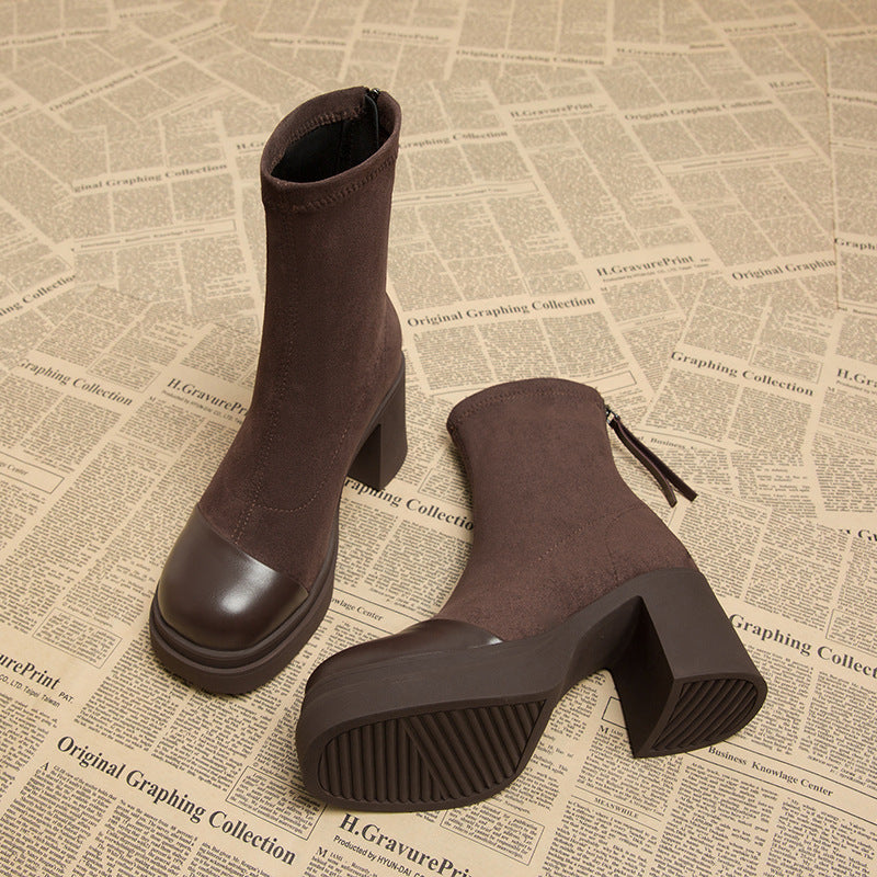 Women's Pick Up Popular Suede High Ankle Heels