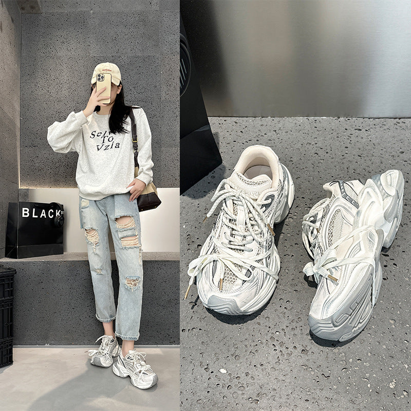 Women's Platform Dad Autumn Mesh Color Matching Women's Sports Shoes