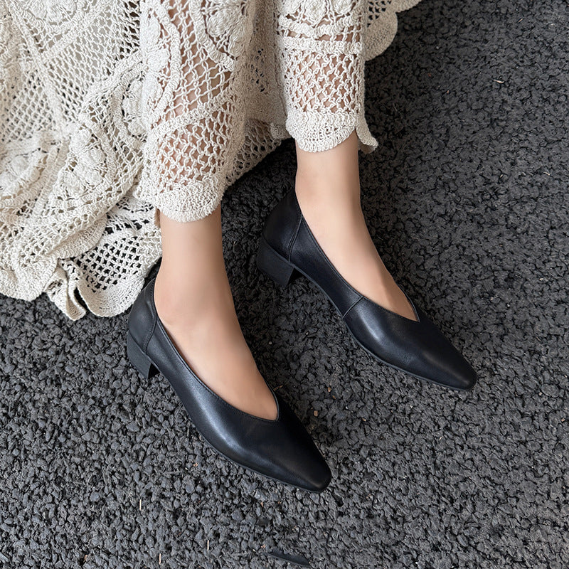 Women's Spring French Style Temperament Low Commuter Heels
