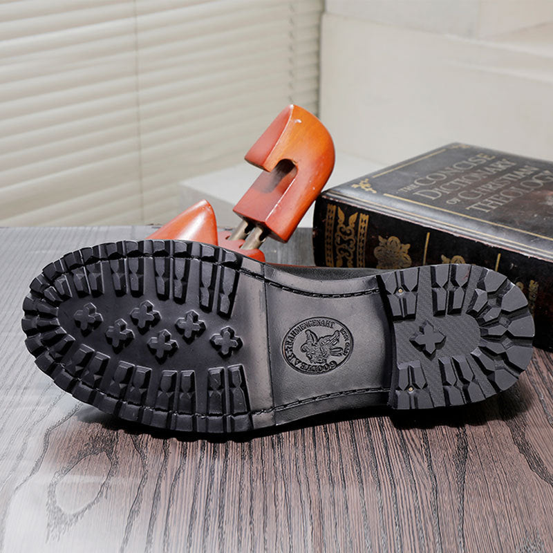 Men's Washed Outsole Derby Fashion Business Big Head Leather Shoes