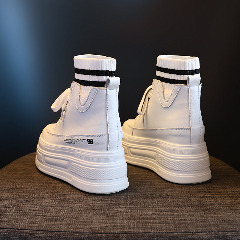 Women's Hidden White Platform Korean Short Sock Muffin Women's Cotton Shoes