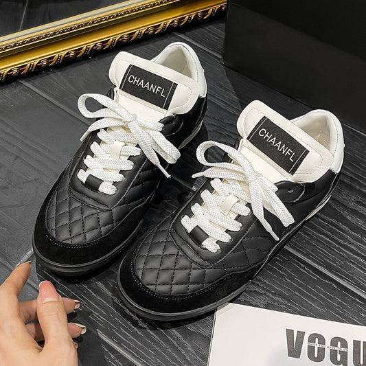 Women's Classic Style Rhombus Korean Lace Up Sports Color Men's Shoes