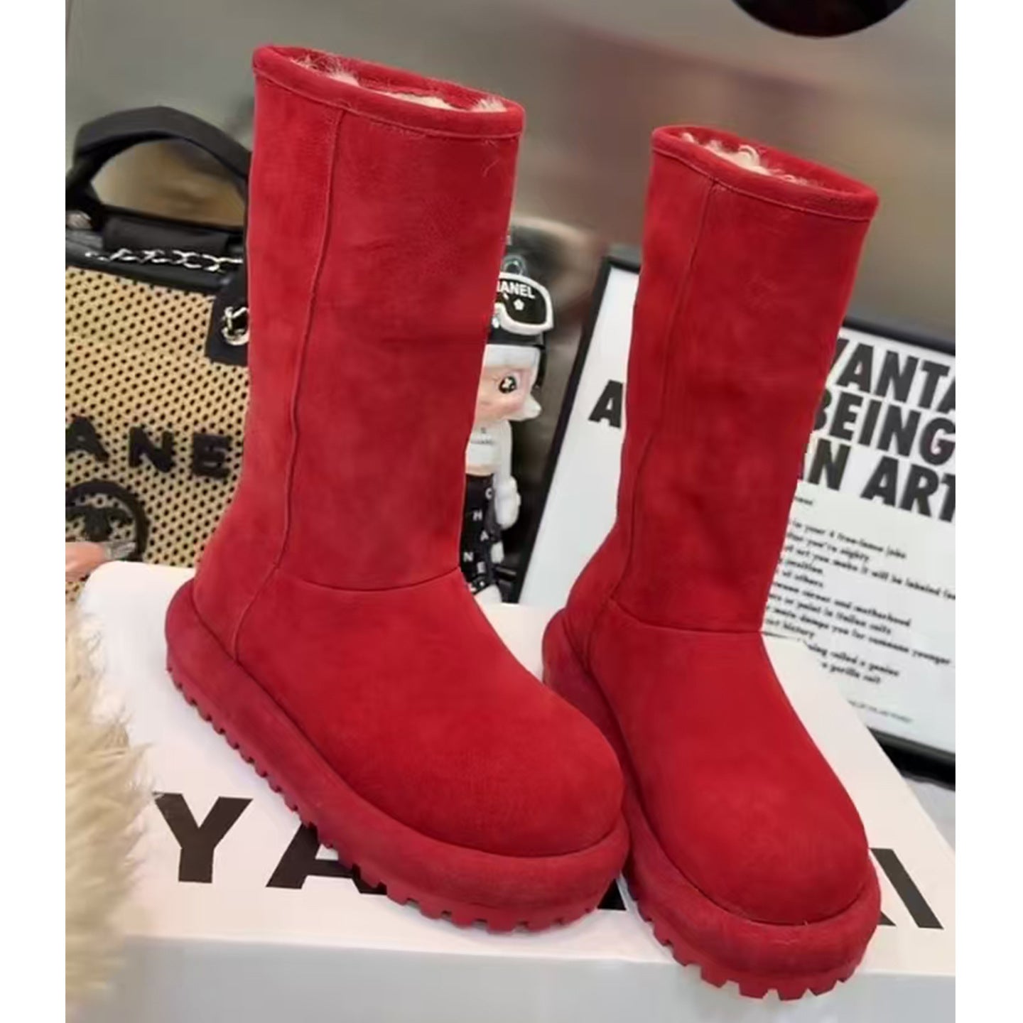 Women's Goods Thick-soled Long Winter Lamb Wool Women's Snow Boots