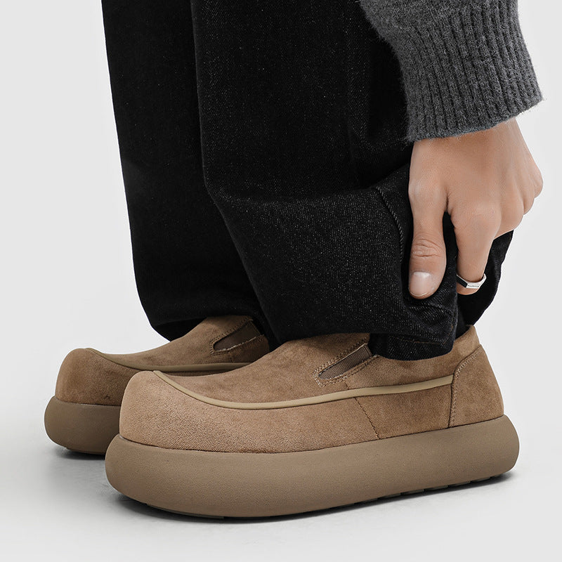 Men's Flannel Round Head Thick Bottom Slip-on Lazy Leisure Loafers/doug Shoes