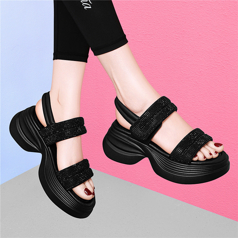 Women's Style Platform Rhinestone Increased Roman Beach Sandals
