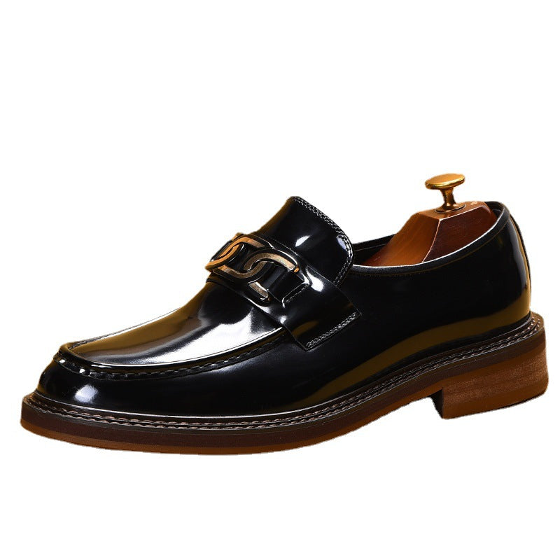 Men's Business Buckle British Style Slip-on Lofter Leather Shoes