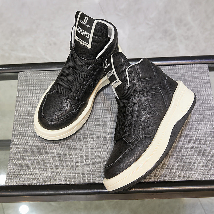 Women's & Men's Plus Size Full Grain Cow Platform Sneakers