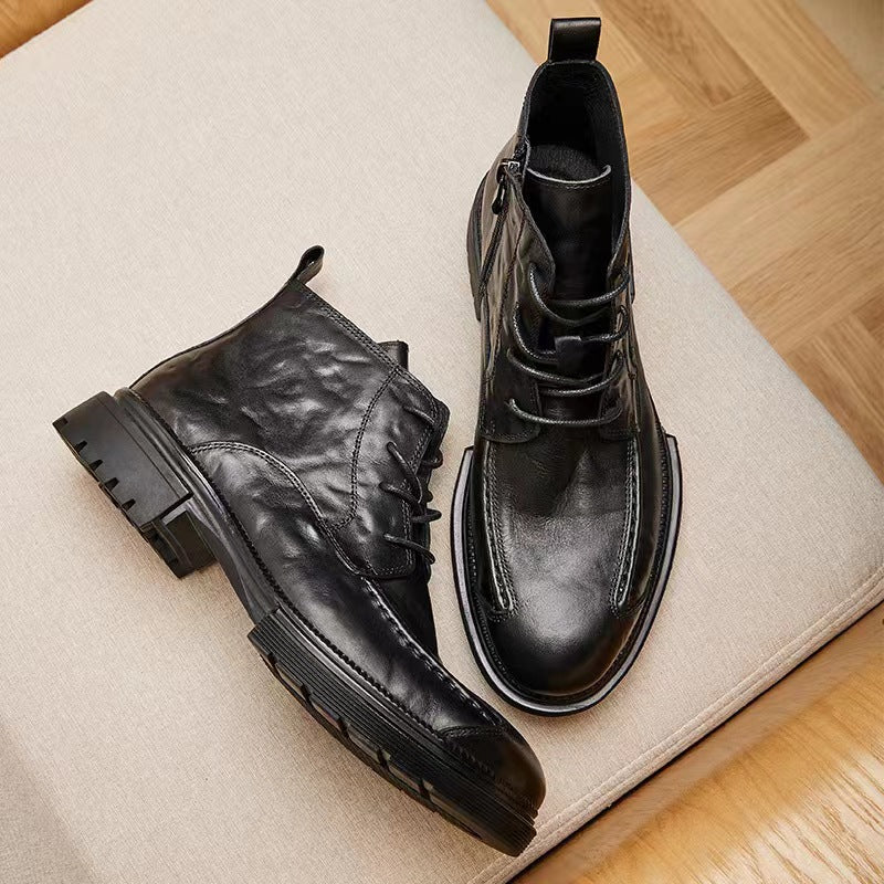 Men's First Layer Cowhide Martin Genuine Platform Boots