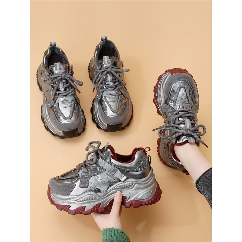 Pretty Women's Dad Fleece-lined Platform Pumps Women's Casual Shoes