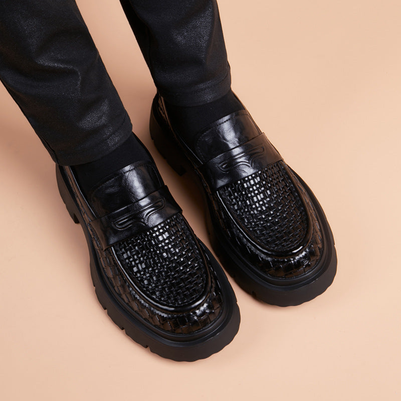 Men's Summer Woven Breathable Male Youth British Slip-on Peas Support Casual Shoes