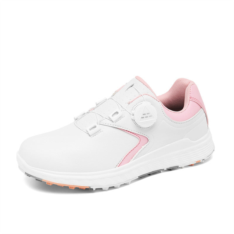 Women's & Men's Golf Couple Comfortable Waterproof Automatic Knob Retractable Shoelace Sneakers