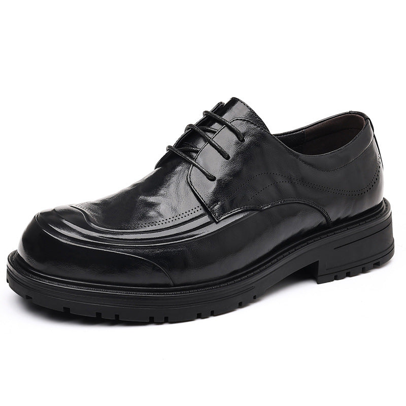 Men's Layer Cowhide Dress Black Four Genuine Men's Business Leather Shoes