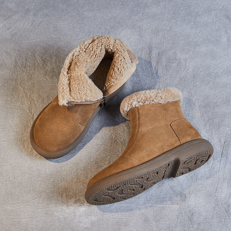 Women's Winter Genuine Warm Fur Thick Lambskin Women's Shoes