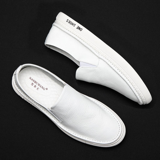 Men's Summer White Slip-on Genuine Soft Bottom Slip On Casual Shoes