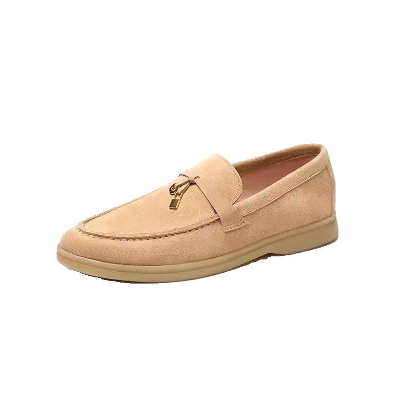 Women's Lock Flat Slip-on Lofter Soft Bottom Bean Cashmere Loafers