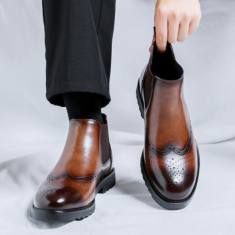 Men's Chelsea Gentleman British Style Versatile Brogue Boots