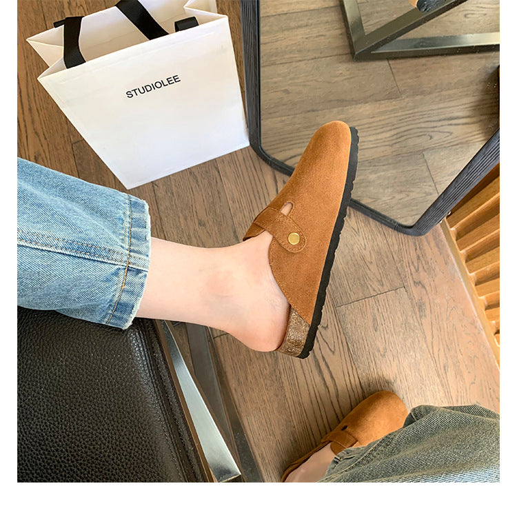 Women's Toe Cap Semi Platform Fluffy Slip-on Slippers