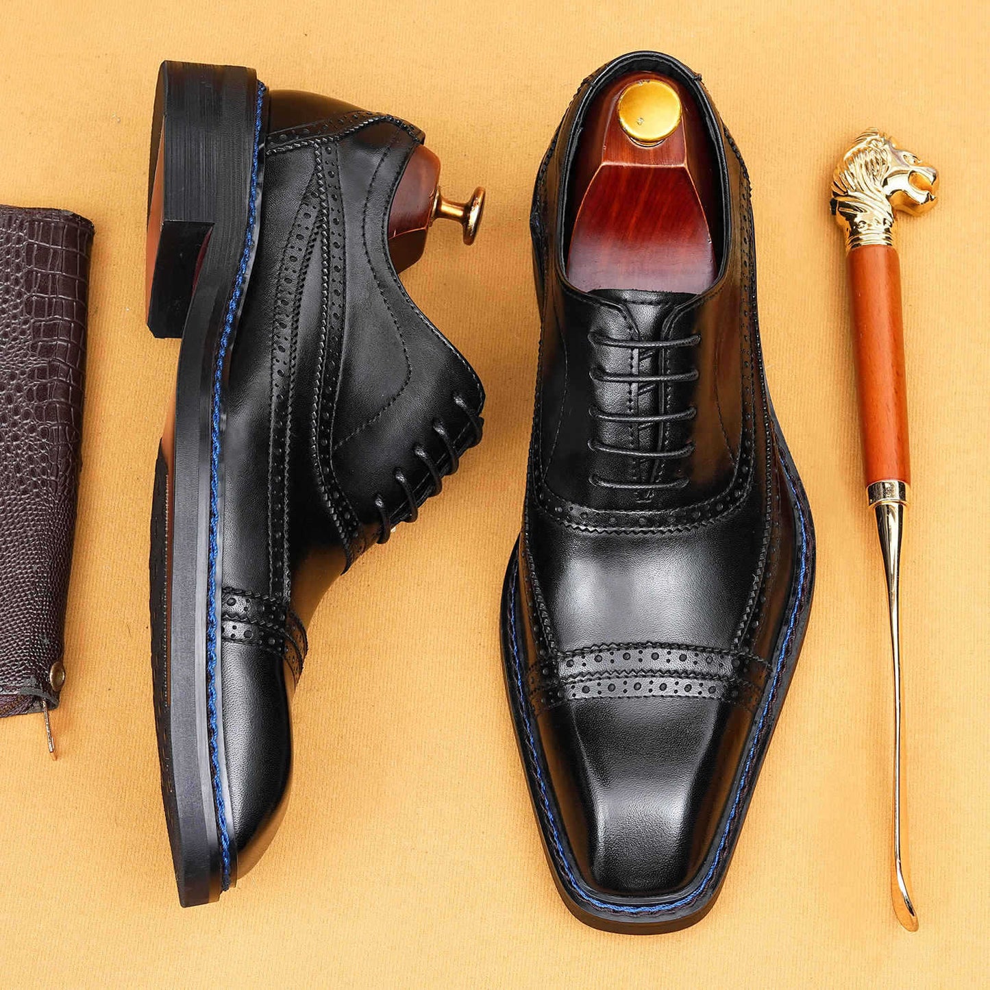 Men's Brogue Formal Wear Norwegian Sewing Oxford Men's Business Leather Shoes