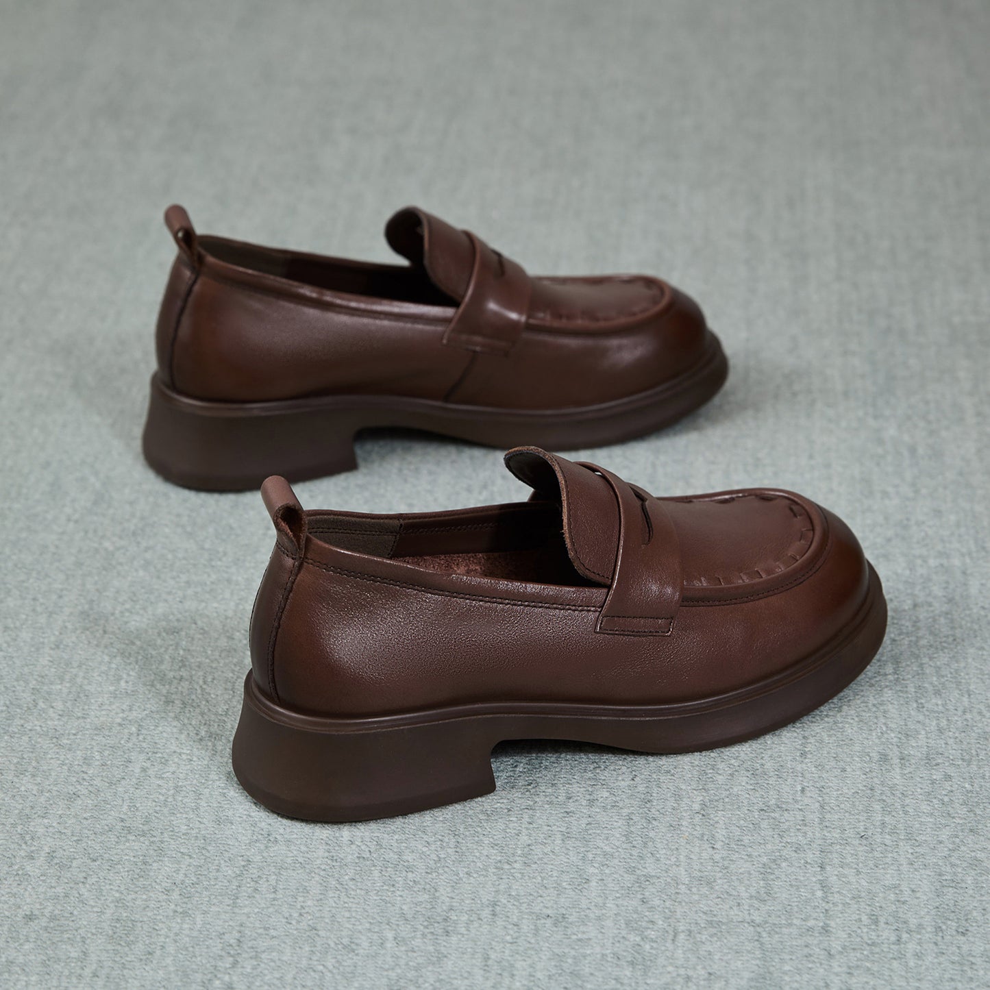 Women's Genuine Retro Chunky Spring Slip-on Leisure Loafers