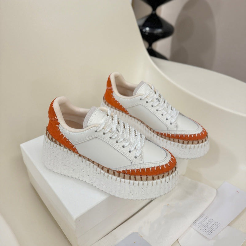 Women's Platform Elevator Wild Biscuit Shape Round Women's Casual Shoes