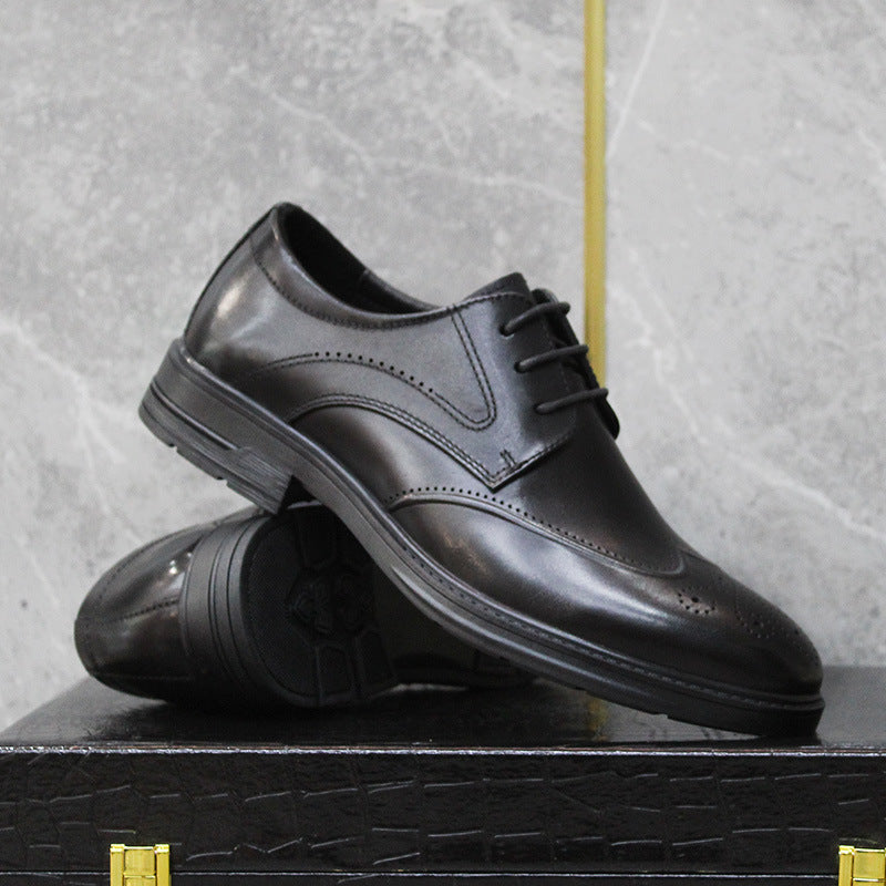 Men's Genuine Business Brogue Breathable Soft Bottom Wild Leather Shoes
