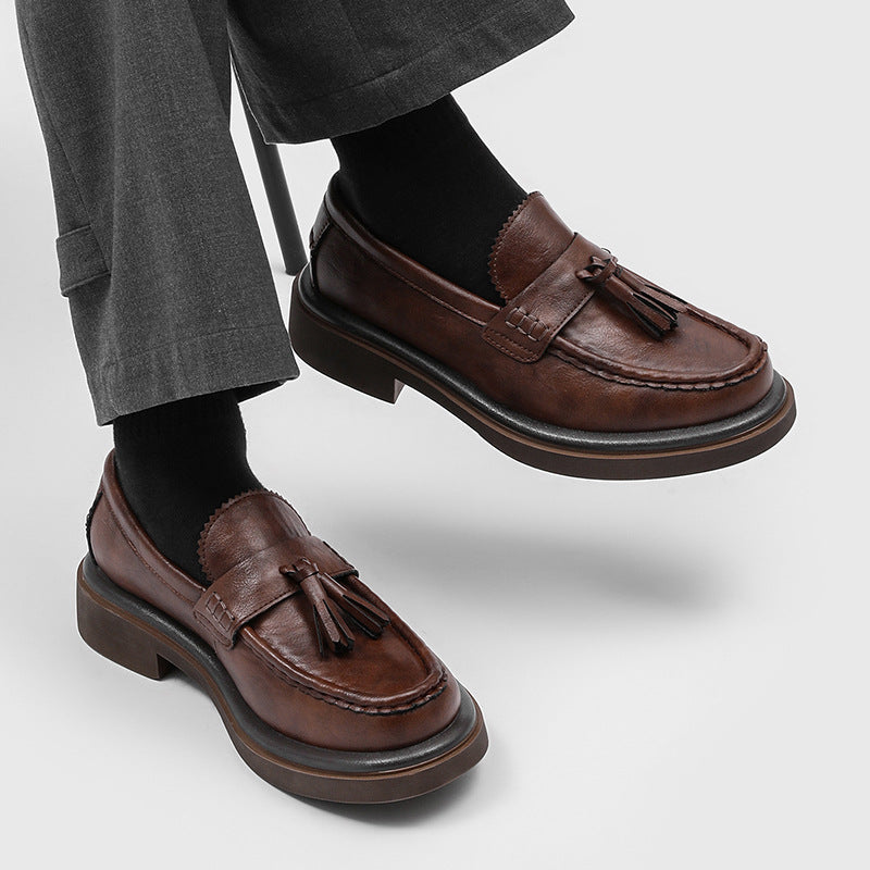 Graceful Men's Summer Fashion Big Head Leather Shoes