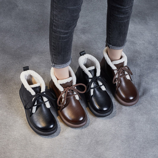 Women's Grain Cow Personality Characteristic Big Cotton Snow Boots