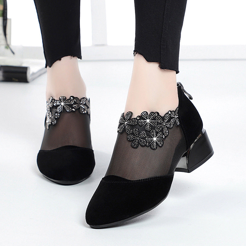 Women's Autumn Mesh Mid Chunky Perforated Retro Sandals