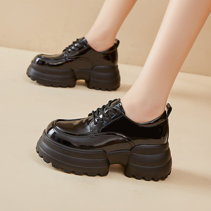 Women's Patent For Autumn College Style Thick Heels