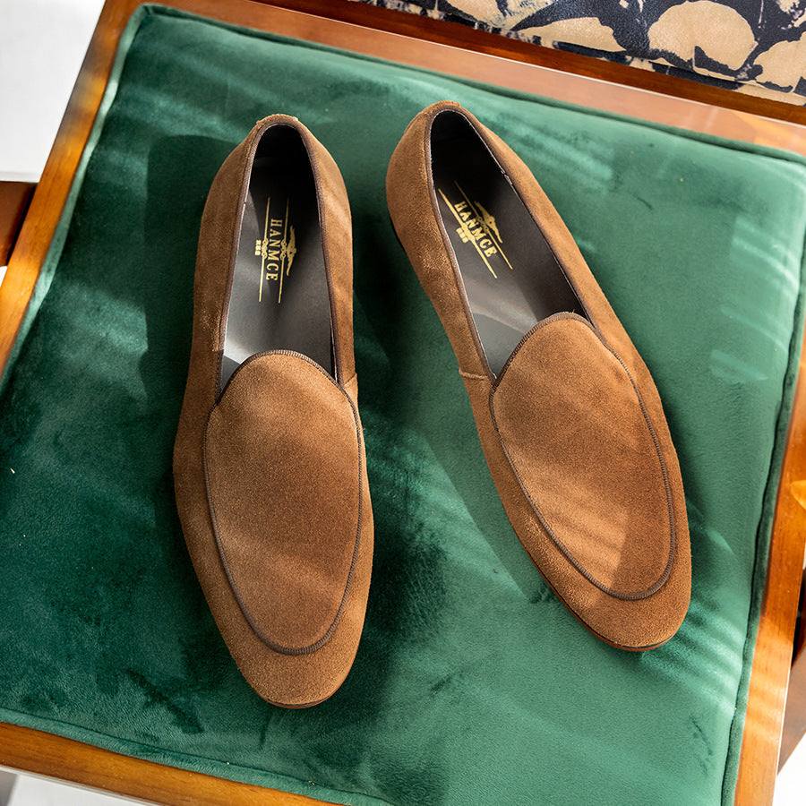 Men's Suede Flat Slip-on Pointed Soft Surface Loafers/doug Shoes