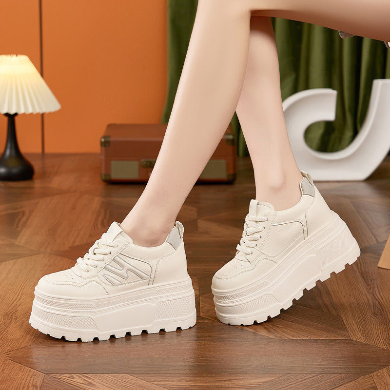 Women's Platform White Spring Hidden Muffin Soft Bottom Not Tired Men's Shoes