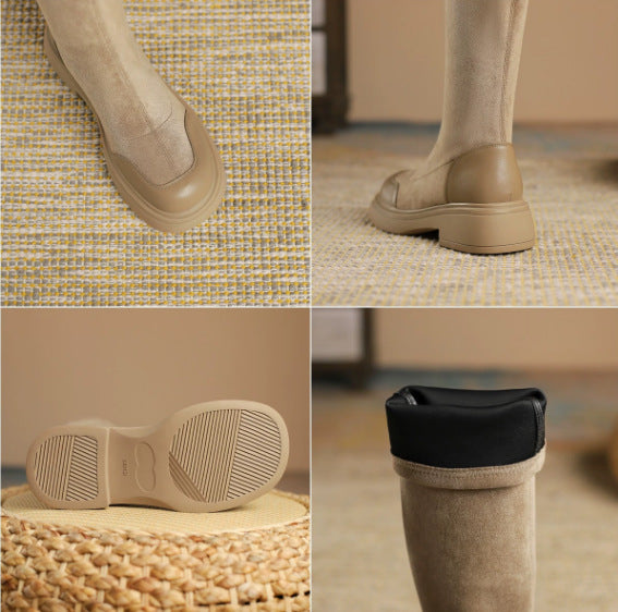 Women's Slimming Stretch Suede High Over The Knee Thick Bottom Small Boots