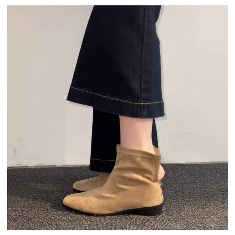 Women's Increasing Insole Korean Style Retro Ankle Elegant Suede Skinny Women's Leather Boots
