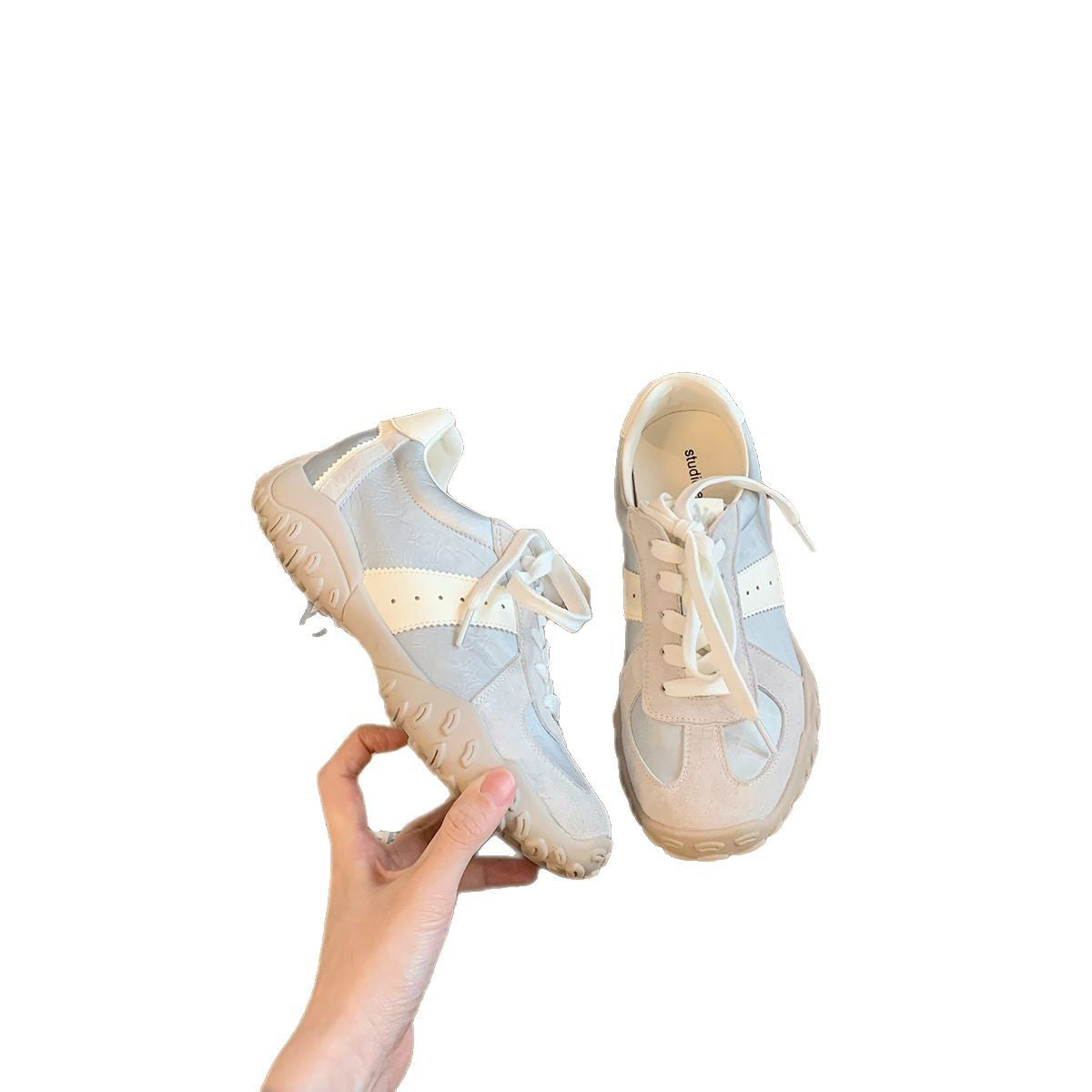 Increasing Insole Cowhide Version Grape Mom Comfortable Soft Bottom Round Sneakers