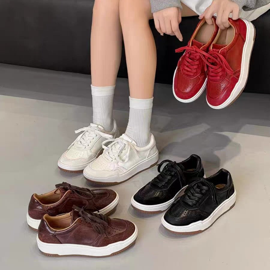 Women's Skate Genuine Thick-soled Red German Training Light Luxury White Women's Casual Shoes
