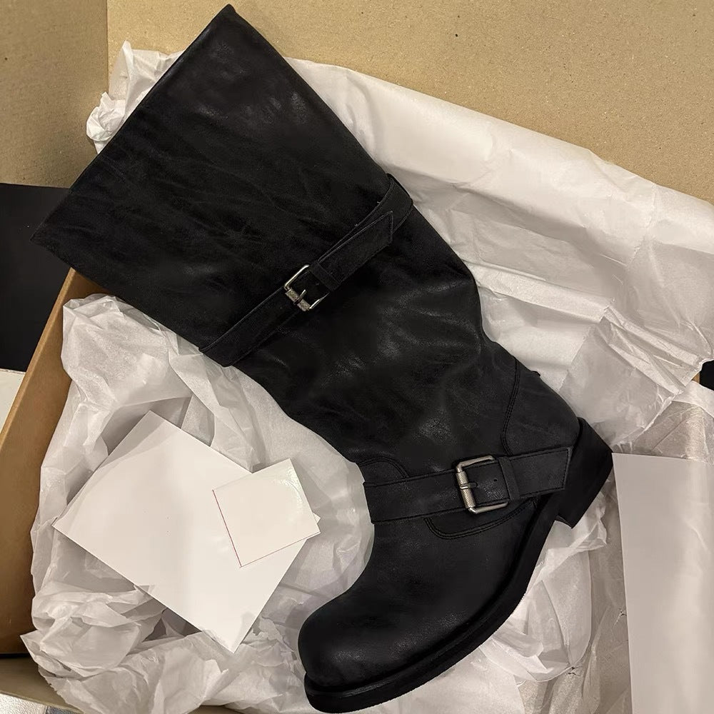 Women's Thick Bottom Tall Knight Fat Big Tube Circumference Boots