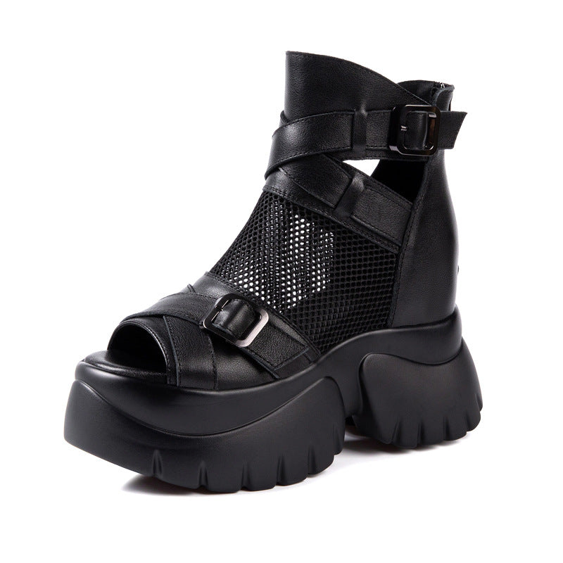 Women's Outer Wear First Layer Cowhide Platform Sandals