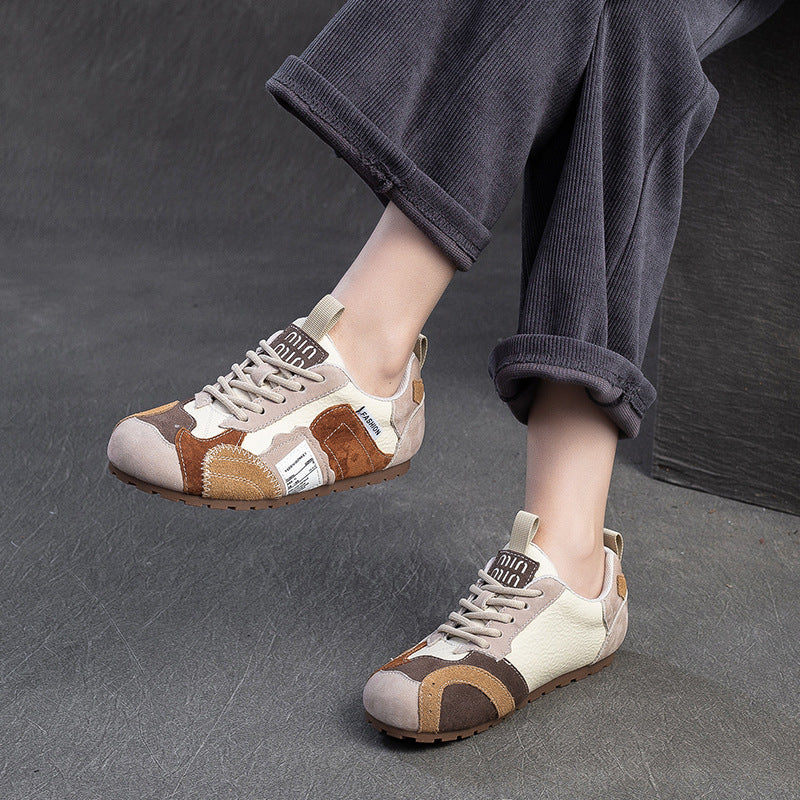 Women's Contrast Color Patch Comfortable Pumps Lightweight Retro Women's Shoes