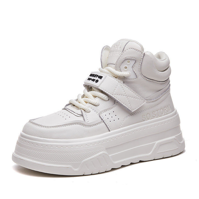 Women's White Trendy High Top Wild Platform Women's Casual Shoes