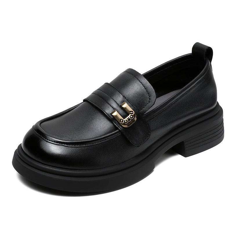 Fashion Genuine Platform Round Head British Leather Shoes