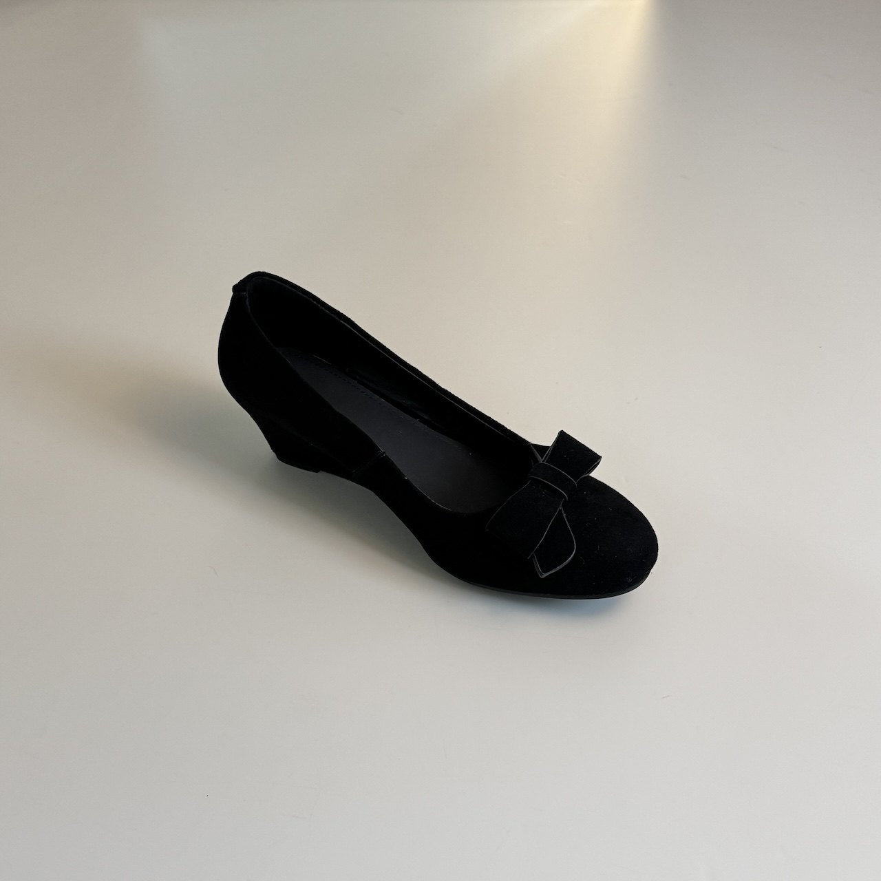 Spring Almond Head Suede Wedge Bow Slip-on Women's Fashion Shoes