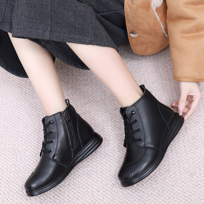 Women's Winter First Layer Cowhide Veet Comfortable Women's Cotton Shoes