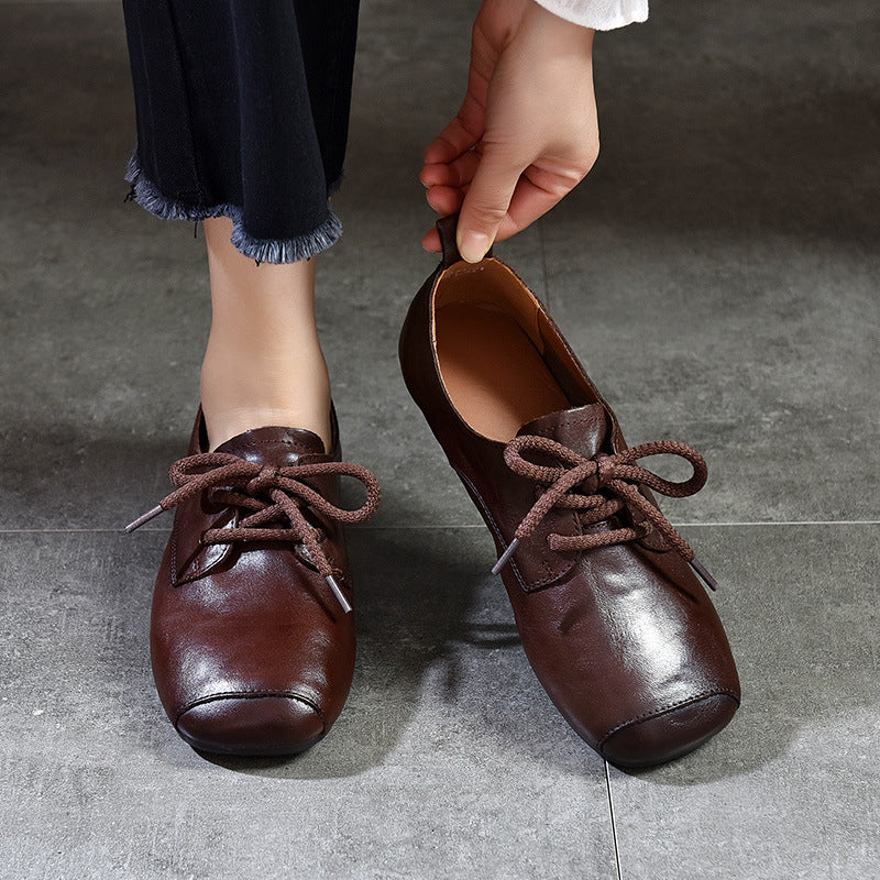 Clutch Pattern Authentic Square Toe Pumps Retro British Style Small Leather Shoes