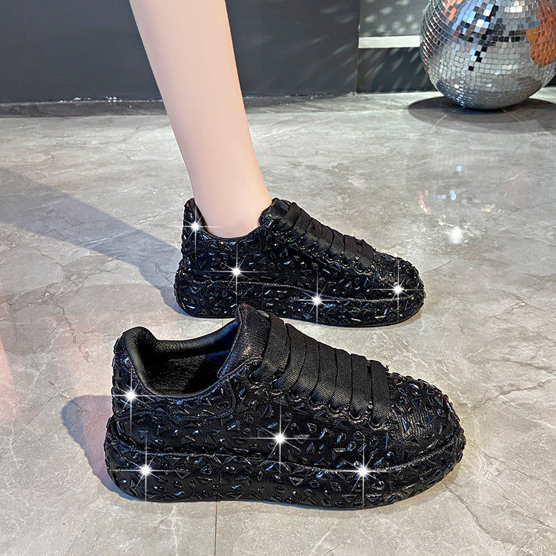 Women's Full Diamond Platform Dad Fashionable Slimming Rhinestone Skate Women's Sports Shoes