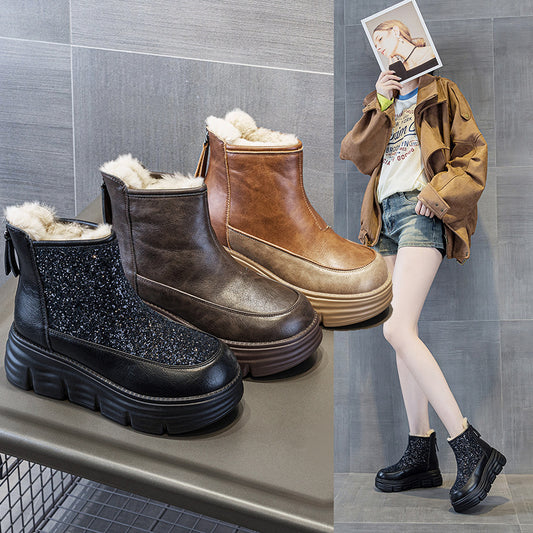 Women's Winter Thickened Height Increasing Waterproof Short Women's Shoes