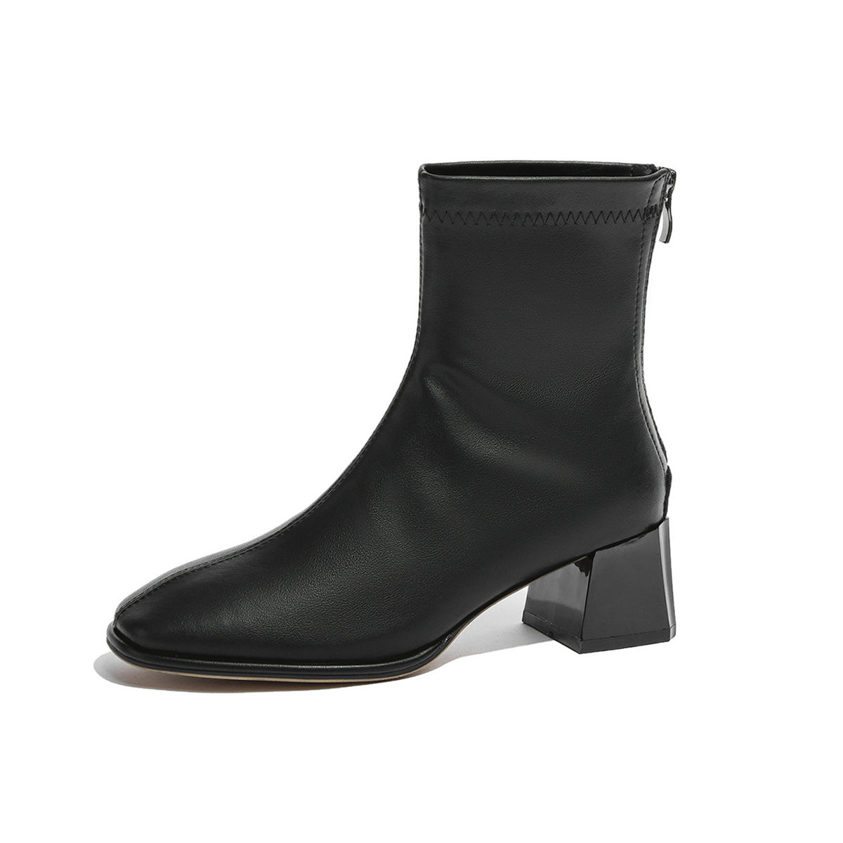 Skinny Martin Square Toe Ankle Chunky Boots
