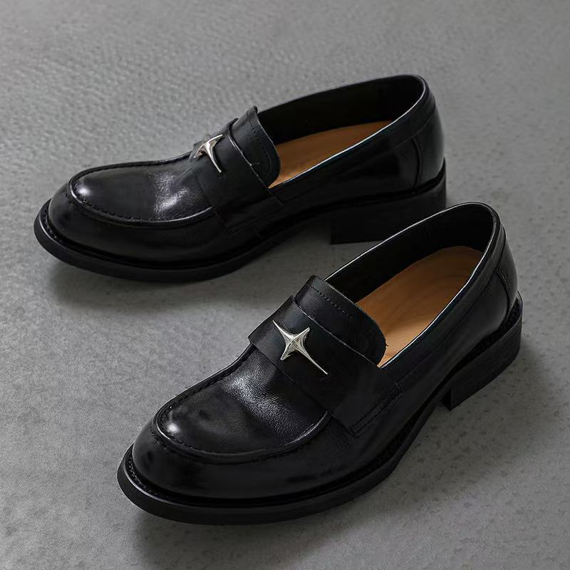 Horse Breathable British Cover Foot Soft Genuine Surface Washed Comfortable Loafers