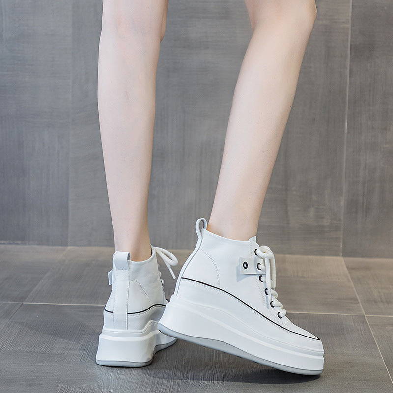 Women's Platform Autumn Versatile Height Increasing White Women's Casual Shoes