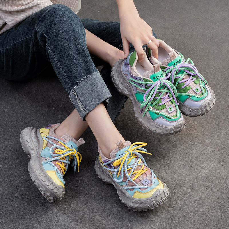 Women's Increased Durian Dad Candy Color Mesh Surface Women's Casual Shoes
