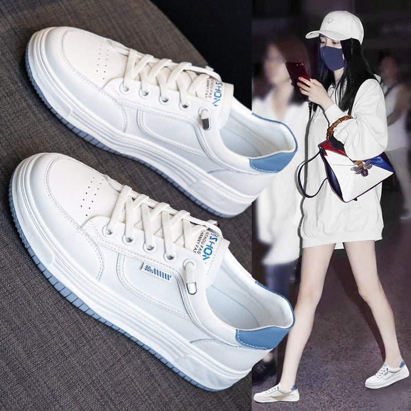 Women's Breathable White Hollow Mesh Surface Thin Pumps Platform Sneakers